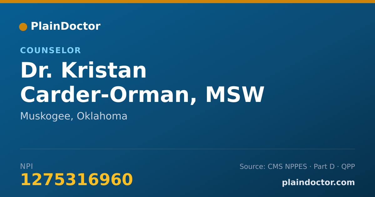 Shareable card for Kristan Carder-Orman, MSW - Counselor, Muskogee, OK