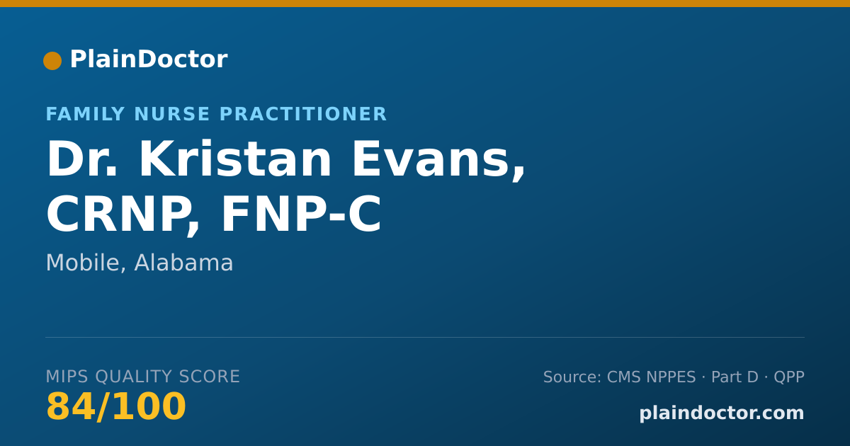Shareable card for Kristan Evans, CRNP, FNP-C - Family Nurse Practitioner, Mobile, AL