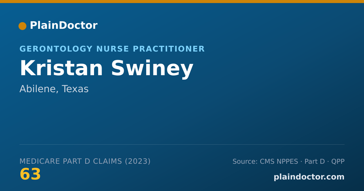 Shareable card for Kristan Swiney - Gerontology Nurse Practitioner, Abilene, TX