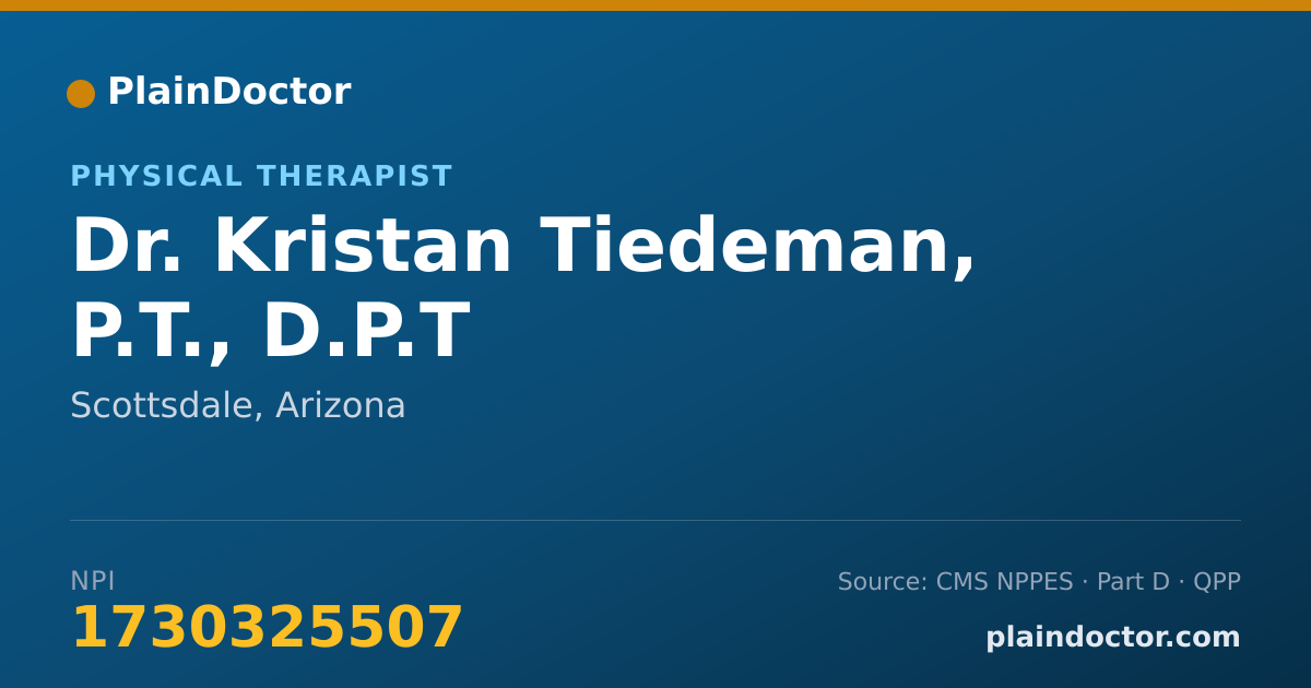 Shareable card for Kristan Tiedeman, P.T., D.P.T - Physical Therapist, Scottsdale, AZ