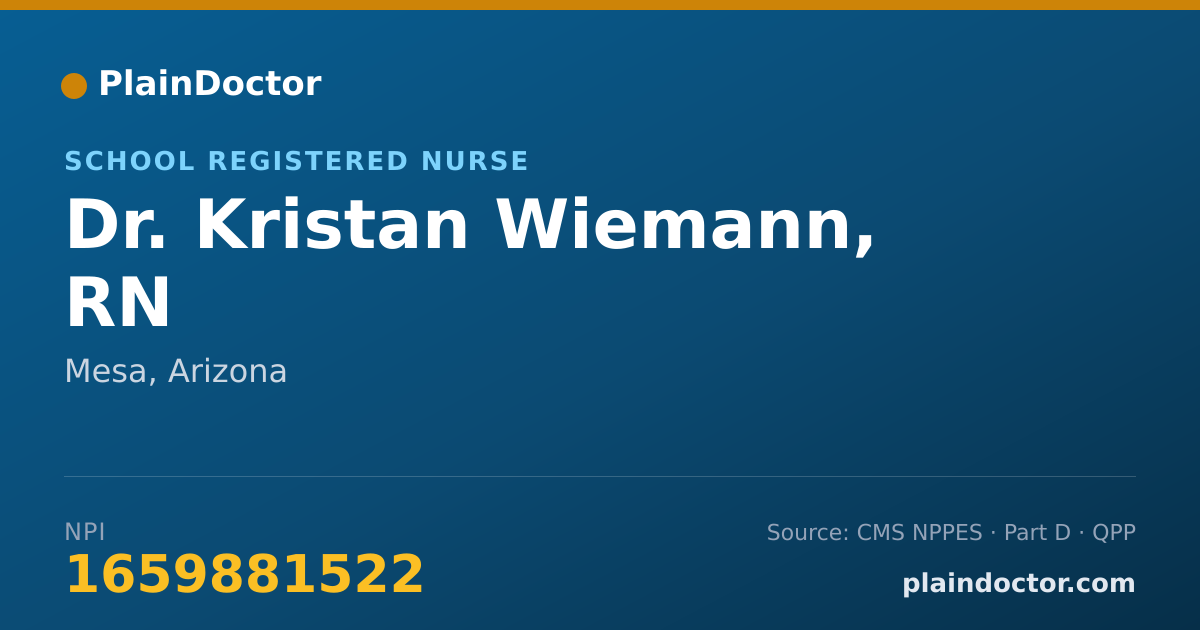 Shareable card for Kristan Wiemann, RN - School Registered Nurse, Mesa, AZ