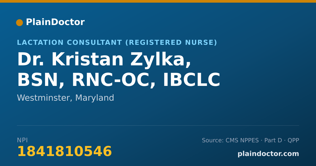 Shareable card for Kristan Zylka, BSN, RNC-OC, IBCLC - Lactation Consultant (Registered Nurse), Westminster, MD