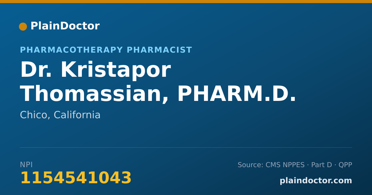 Shareable card for Kristapor Thomassian, PHARM.D. - Pharmacotherapy Pharmacist, Chico, CA