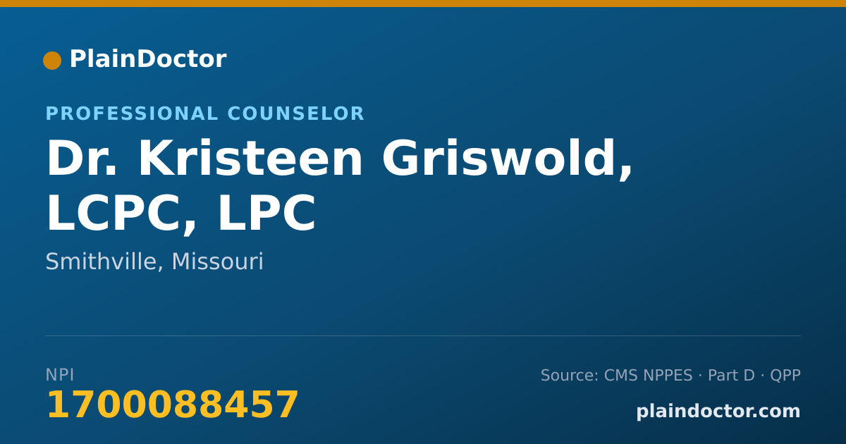 Shareable card for Kristeen Griswold, LCPC, LPC - Professional Counselor, Smithville, MO