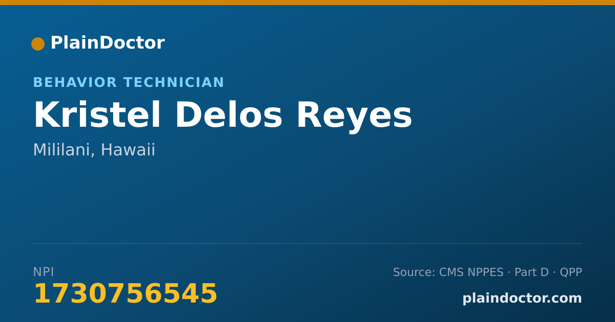 Shareable card for Kristel Delos Reyes - Behavior Technician, Mililani, HI