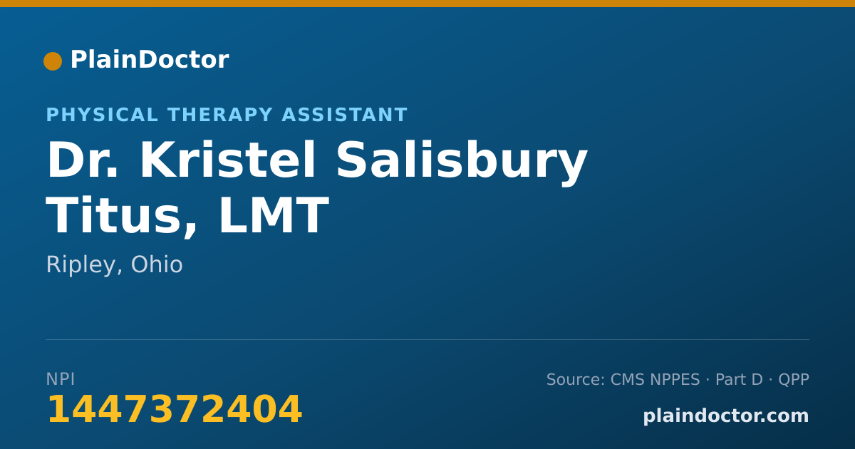 Shareable card for Kristel Salisbury Titus, LMT - Physical Therapy Assistant, Ripley, OH