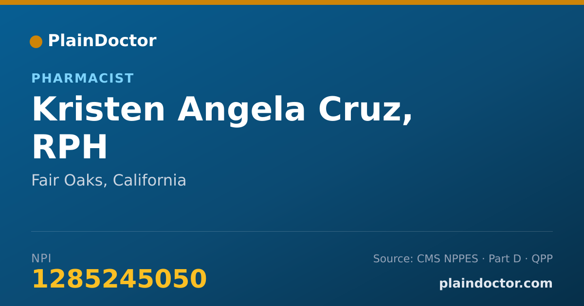 Shareable card for Kristen Angela Cruz, RPH - Pharmacist, Fair Oaks, CA