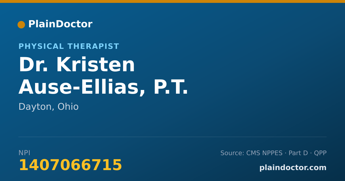 Shareable card for Kristen Ause-Ellias, P.T. - Physical Therapist, Dayton, OH