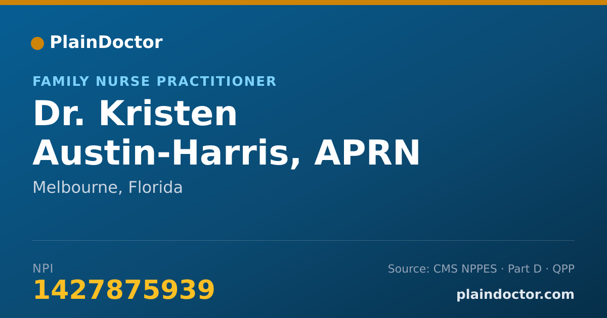 Shareable card for Kristen Austin-Harris, APRN - Family Nurse Practitioner, Melbourne, FL
