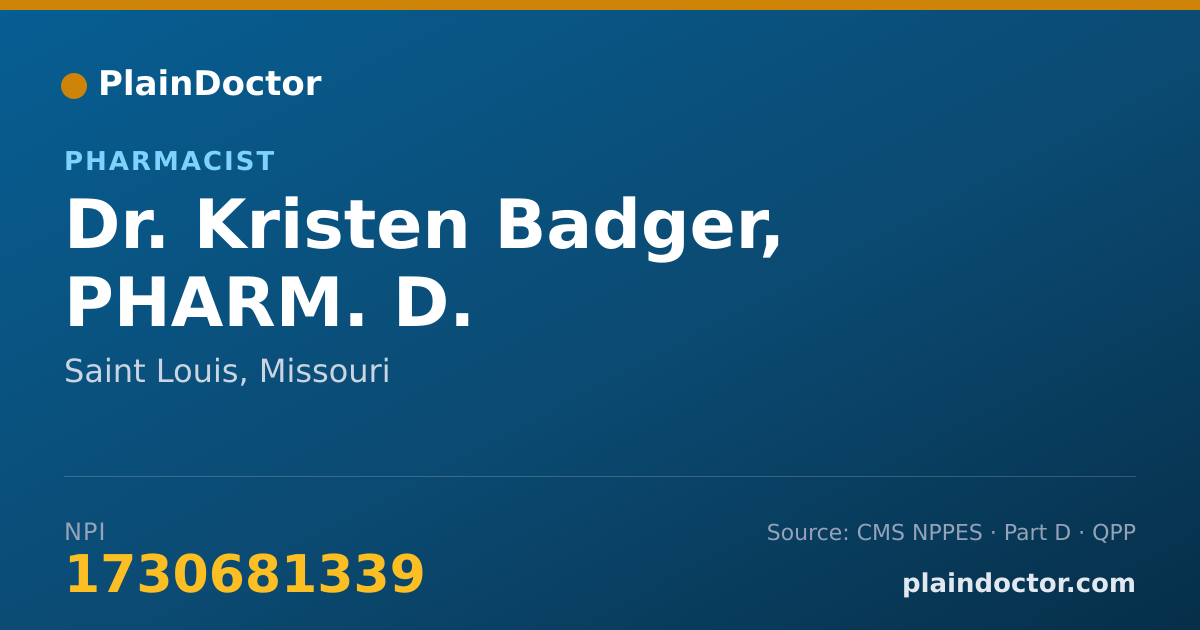 Shareable card for Kristen Badger, PHARM. D. - Pharmacist, Saint Louis, MO