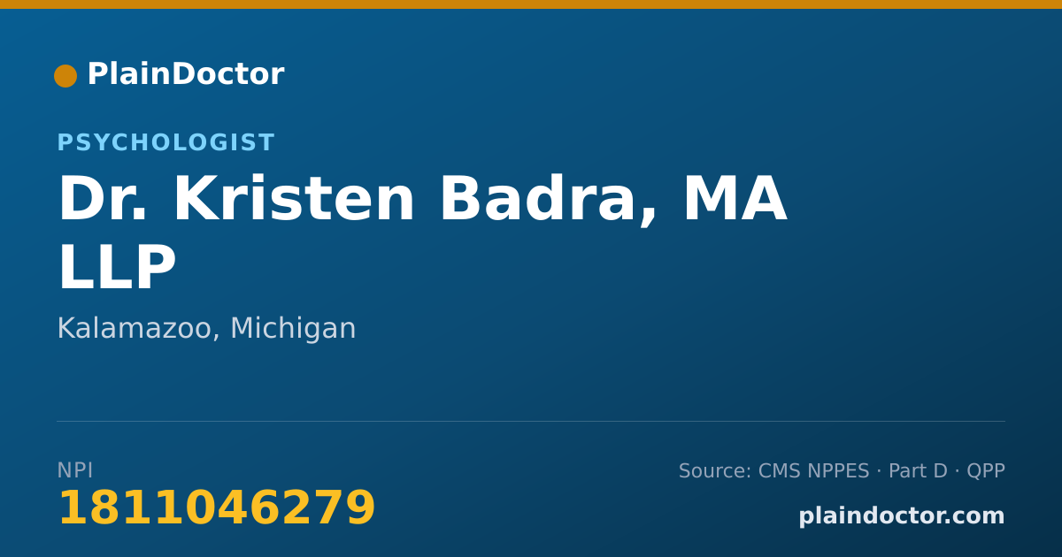 Shareable card for Kristen Badra, MA LLP - Psychologist, Kalamazoo, MI