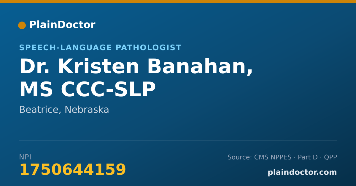 Shareable card for Kristen Banahan, MS CCC-SLP - Speech-Language Pathologist, Beatrice, NE
