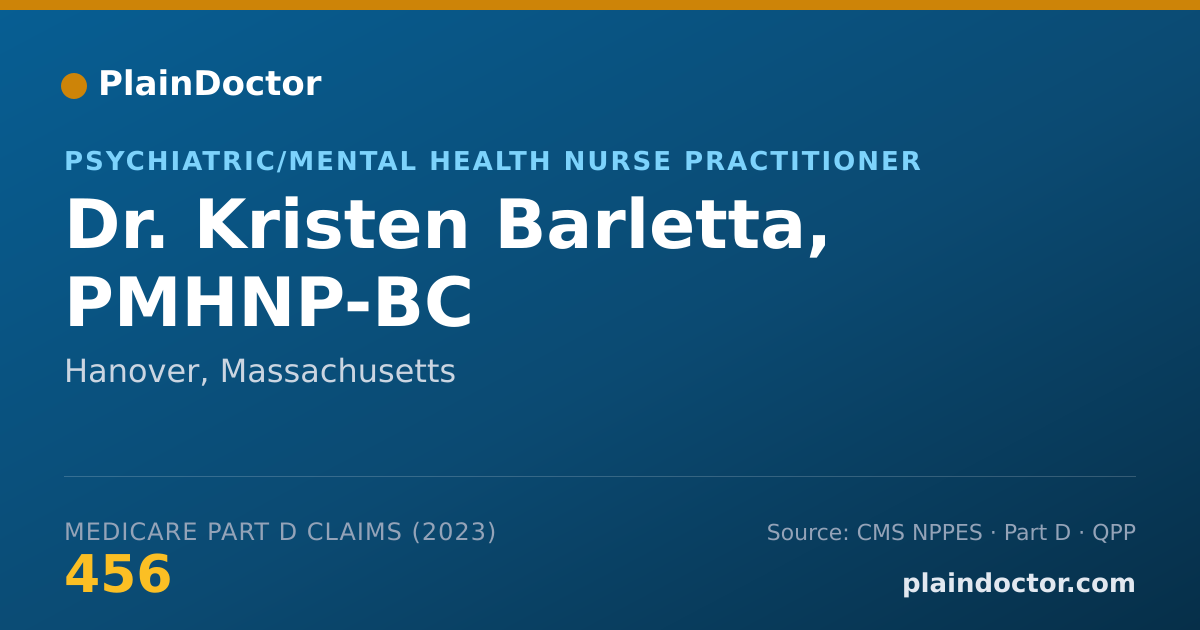 Shareable card for Kristen Barletta, PMHNP-BC - Psychiatric/Mental Health Nurse Practitioner, Hanover, MA