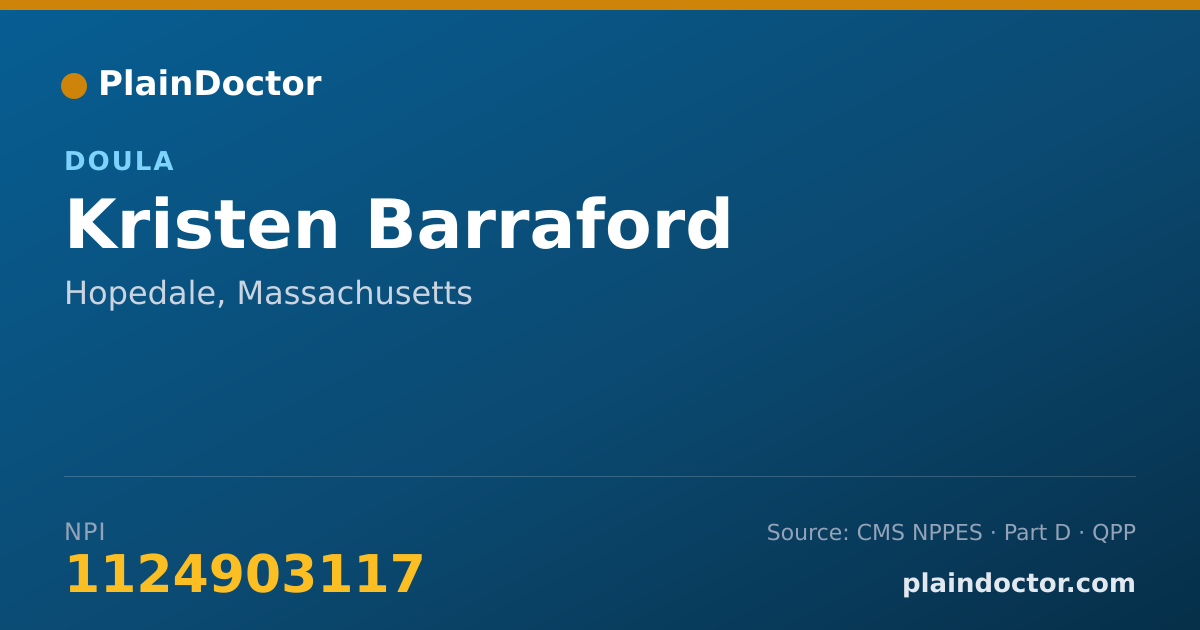 Shareable card for Kristen Barraford - Doula, Hopedale, MA