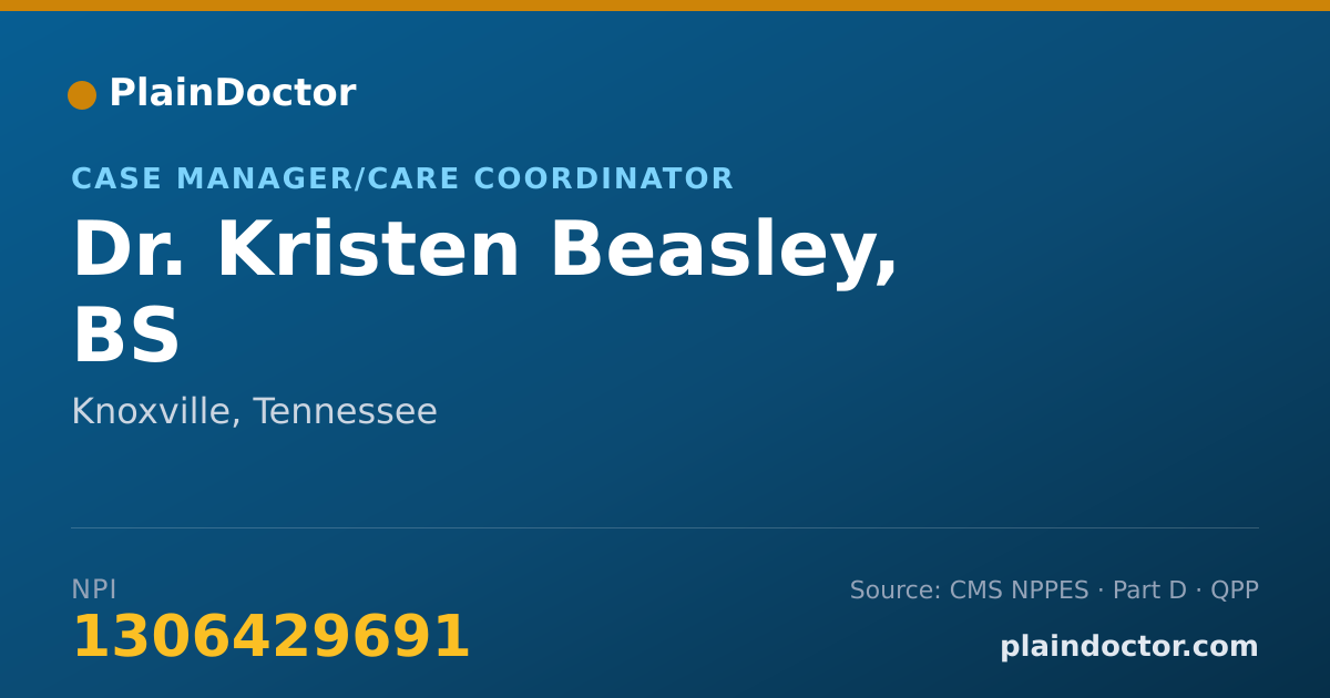 Shareable card for Kristen Beasley, BS - Case Manager/Care Coordinator, Knoxville, TN