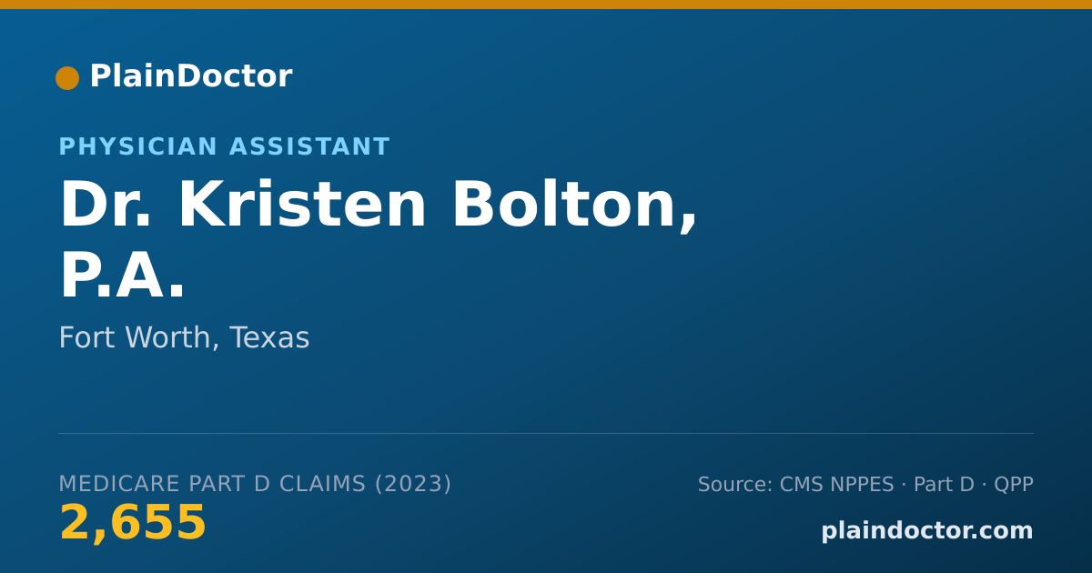 Shareable card for Kristen Bolton, P.A. - Physician Assistant, Fort Worth, TX