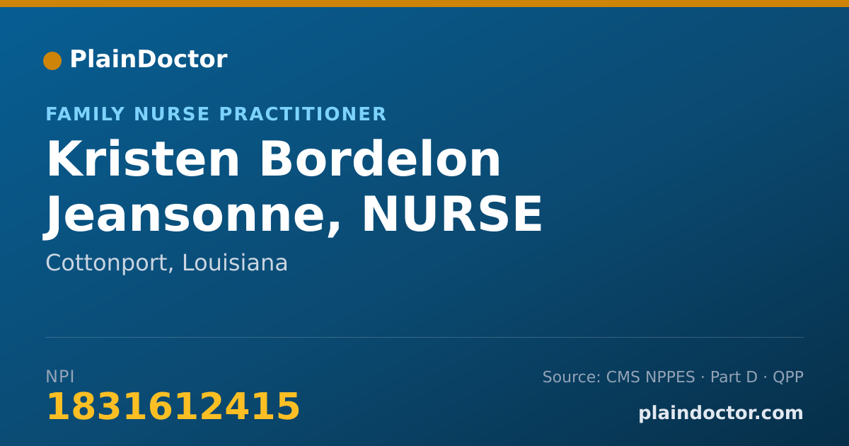 Shareable card for Kristen Bordelon Jeansonne, NURSE PRACTITIONER - Family Nurse Practitioner, Cottonport, LA