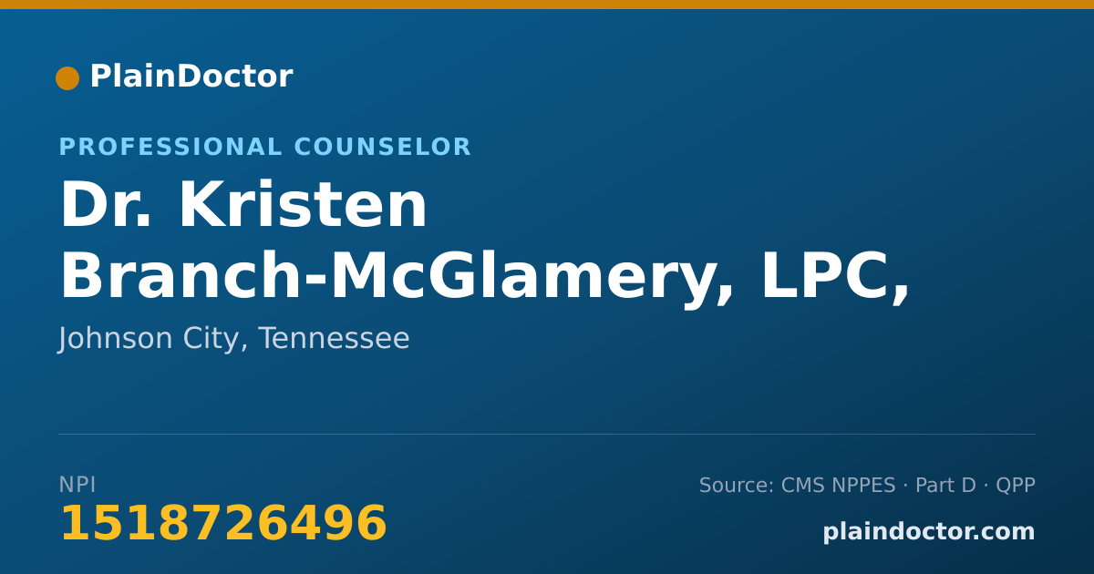 Shareable card for Kristen Branch-McGlamery, LPC, MHSP - Professional Counselor, Johnson City, TN