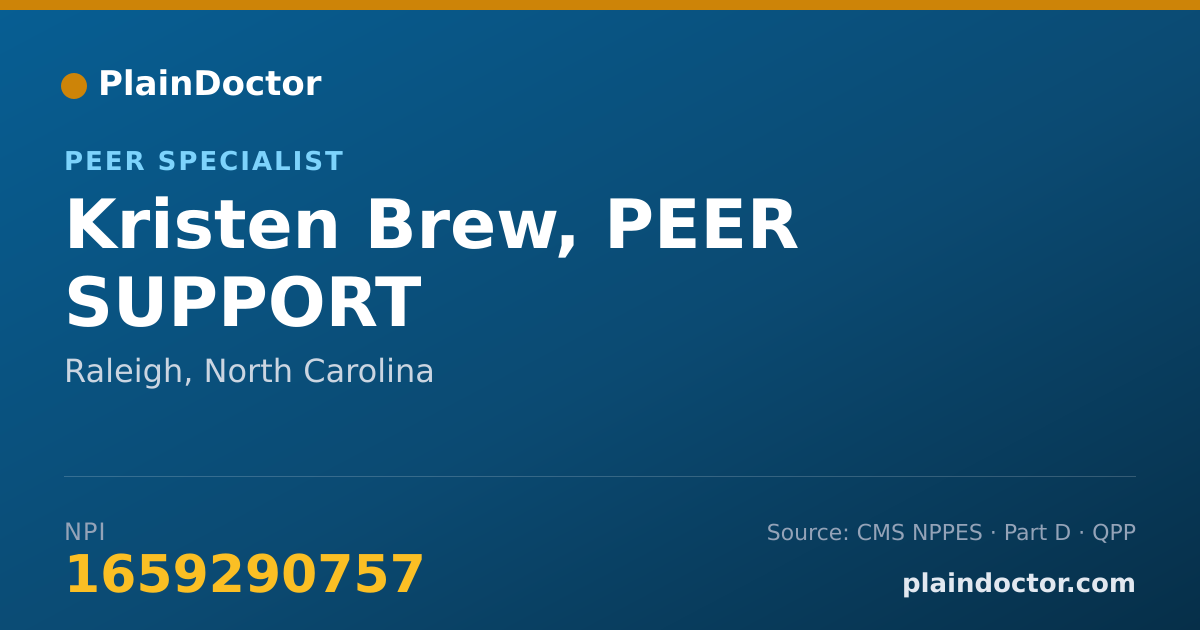 Shareable card for Kristen Brew, PEER SUPPORT - Peer Specialist, Raleigh, NC