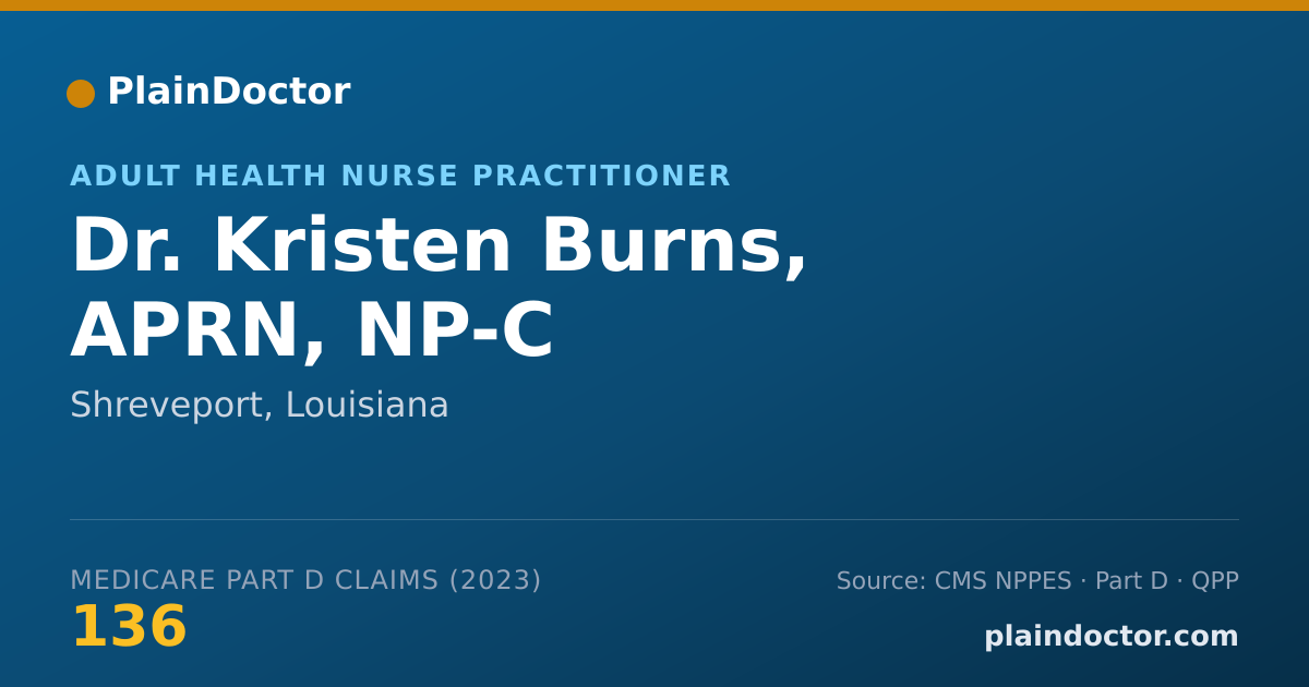 Shareable card for Kristen Burns, APRN, NP-C - Adult Health Nurse Practitioner, Shreveport, LA