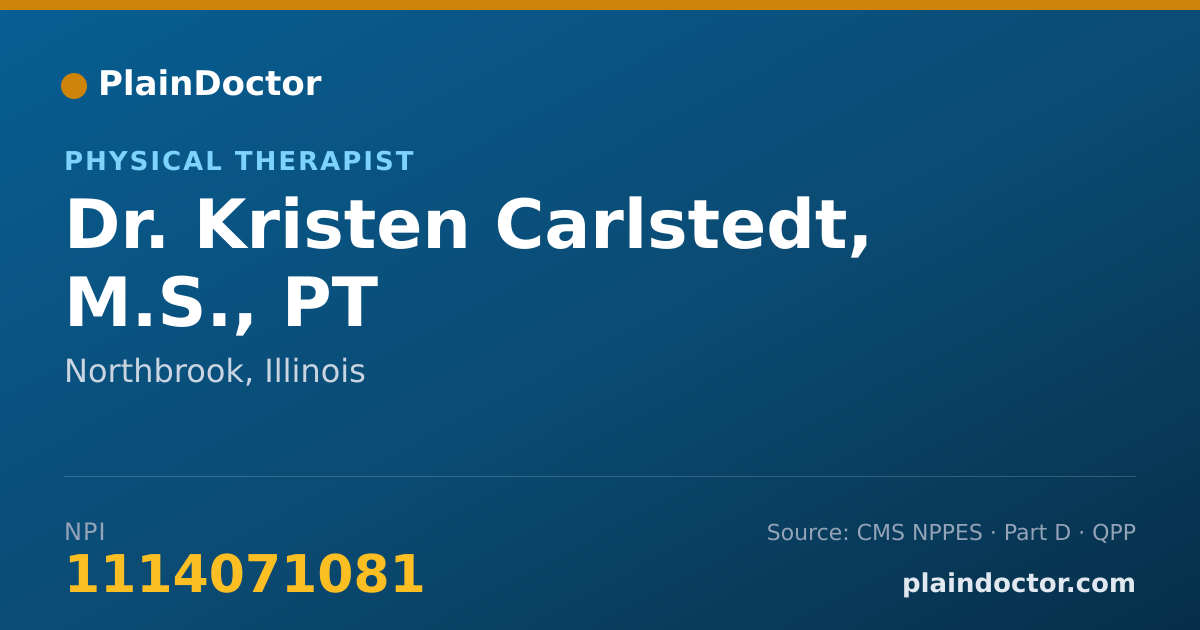 Shareable card for Kristen Carlstedt, M.S., PT - Physical Therapist, Northbrook, IL