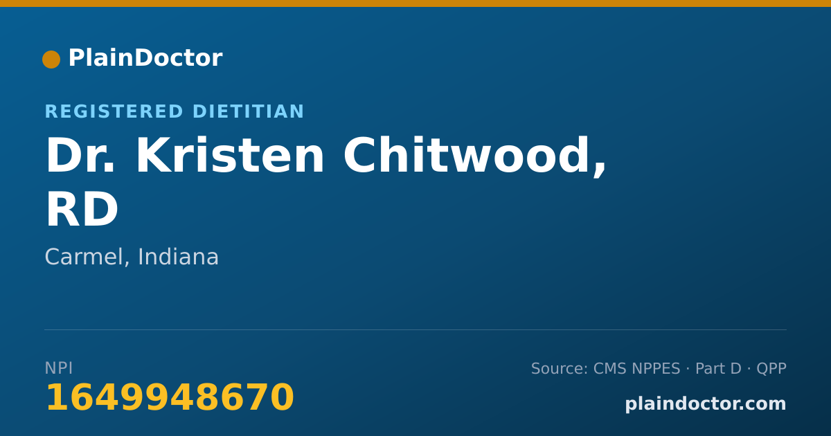 Shareable card for Kristen Chitwood, RD - Registered Dietitian, Carmel, IN