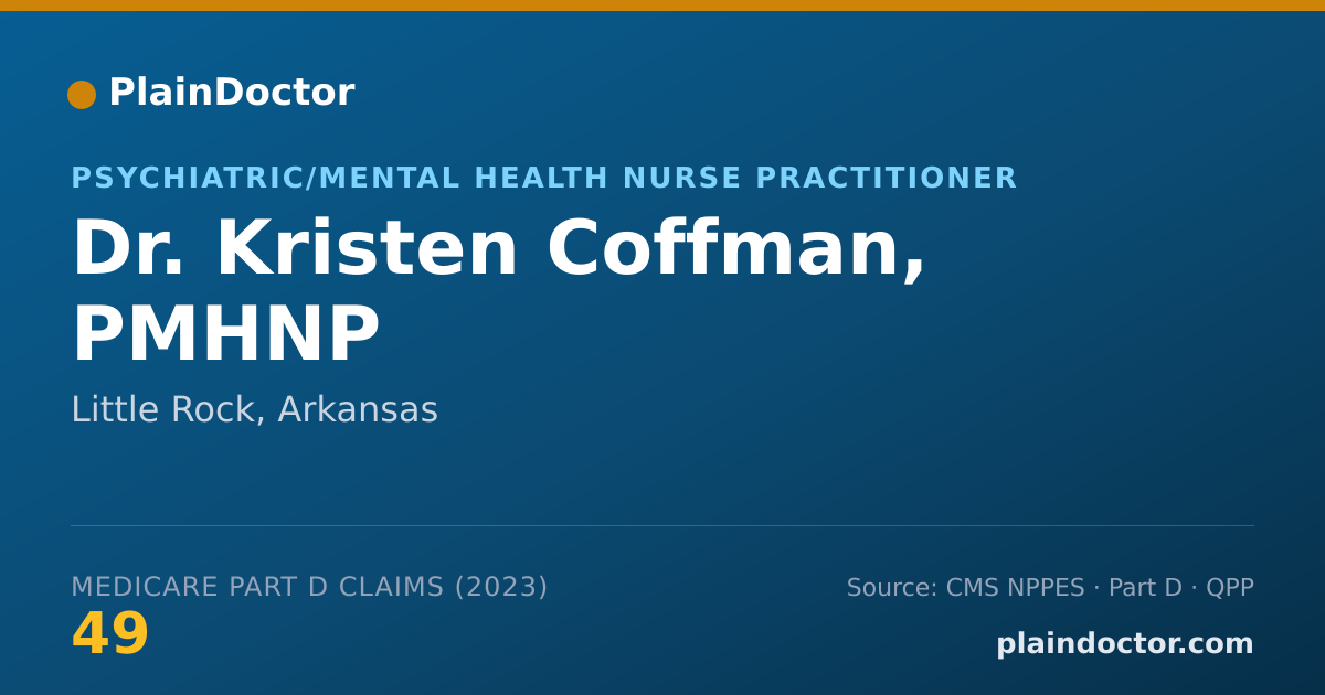 Shareable card for Kristen Coffman, PMHNP - Psychiatric/Mental Health Nurse Practitioner, Little Rock, AR