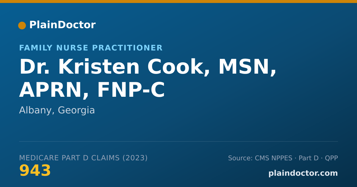Shareable card for Kristen Cook, MSN, APRN, FNP-C - Family Nurse Practitioner, Albany, GA