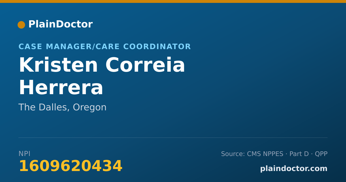 Shareable card for Kristen Correia Herrera - Case Manager/Care Coordinator, The Dalles, OR