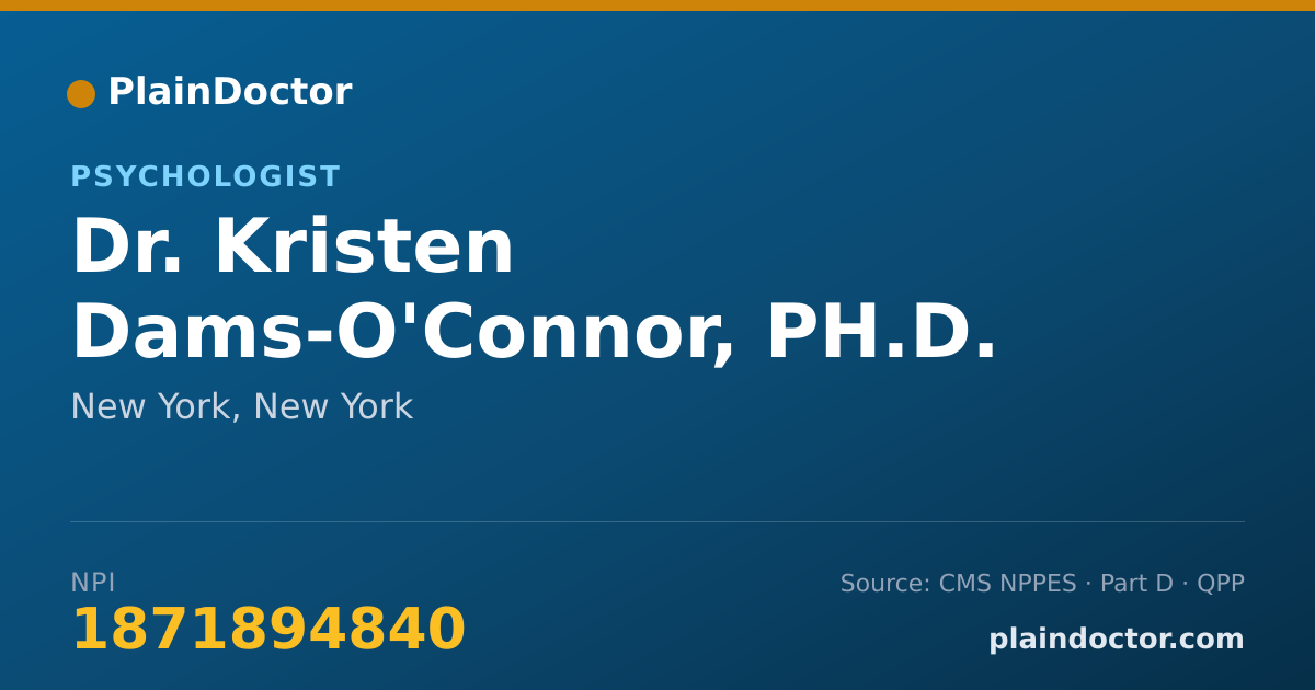 Shareable card for Kristen Dams-O'Connor, PH.D. - Psychologist, New York, NY