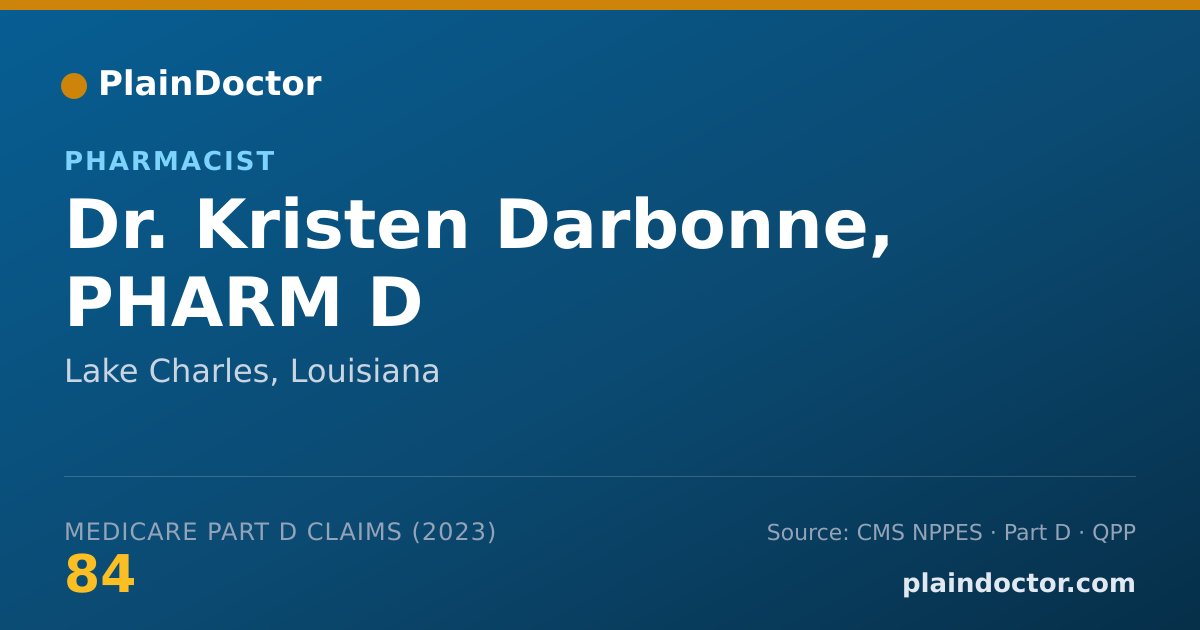 Shareable card for Kristen Darbonne, PHARM D - Pharmacist, Lake Charles, LA
