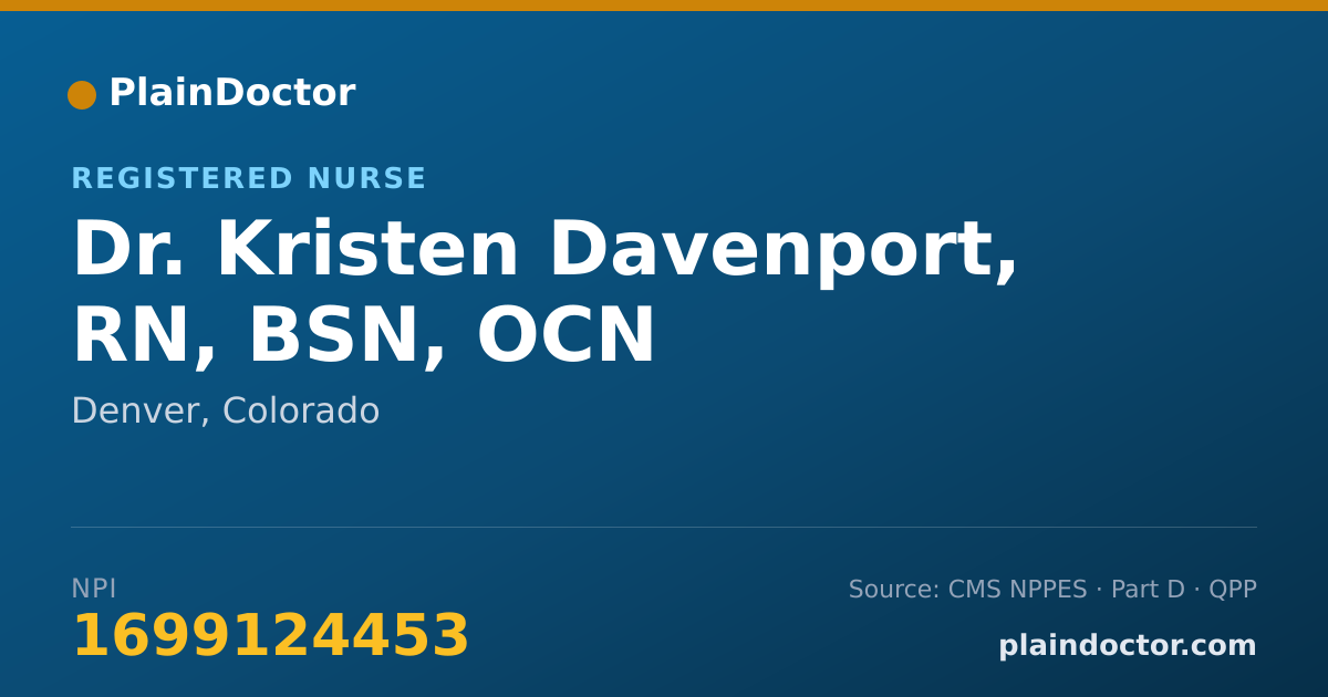 Shareable card for Kristen Davenport, RN, BSN, OCN - Registered Nurse, Denver, CO