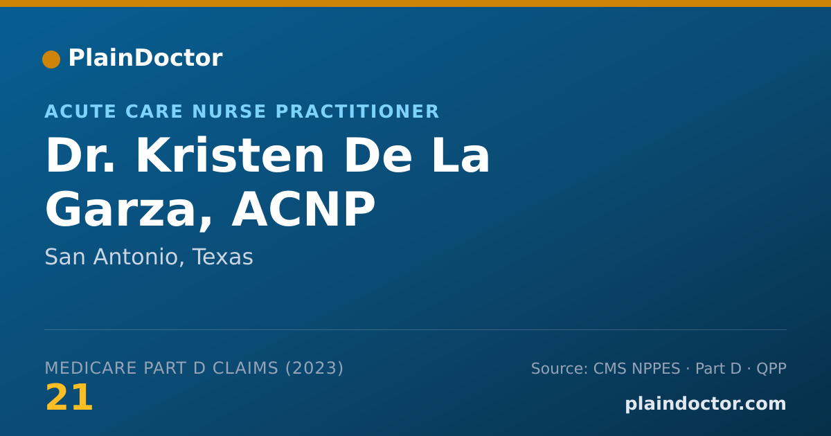 Shareable card for Kristen De La Garza, ACNP - Acute Care Nurse Practitioner, San Antonio, TX