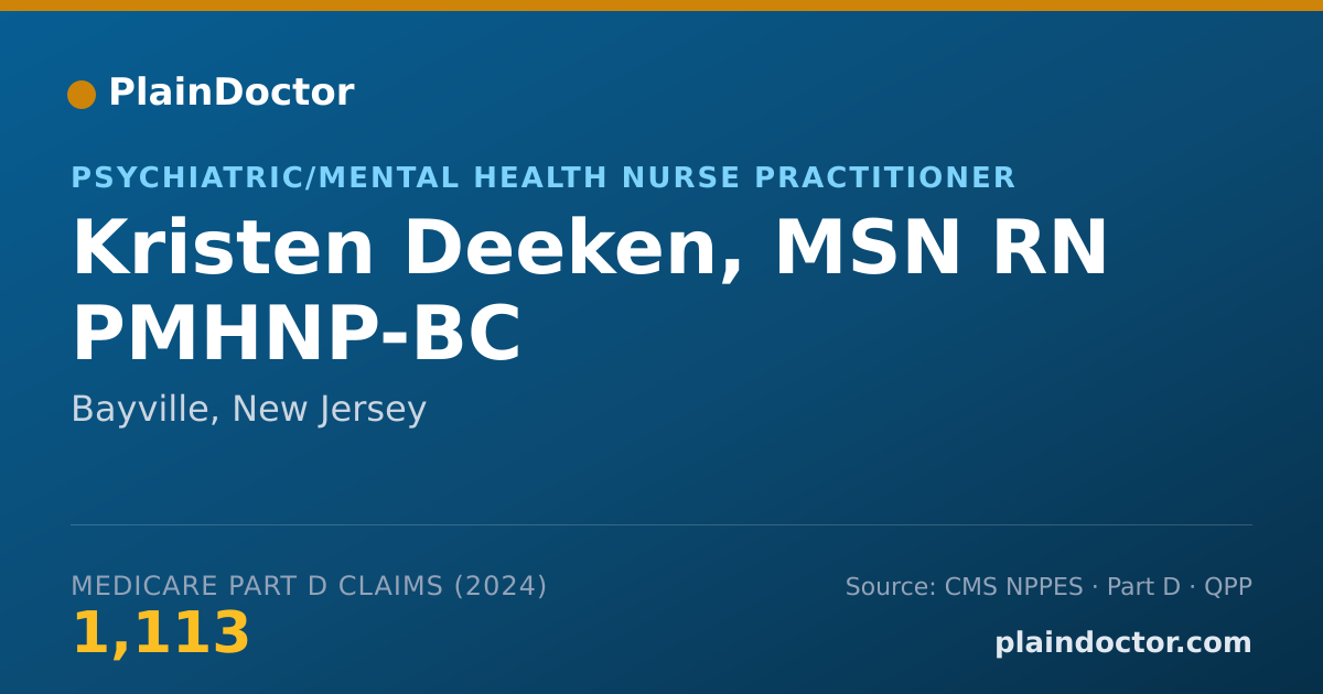 Shareable card for Kristen Deeken, MSN RN PMHNP-BC - Psychiatric/Mental Health Nurse Practitioner, Bayville, NJ