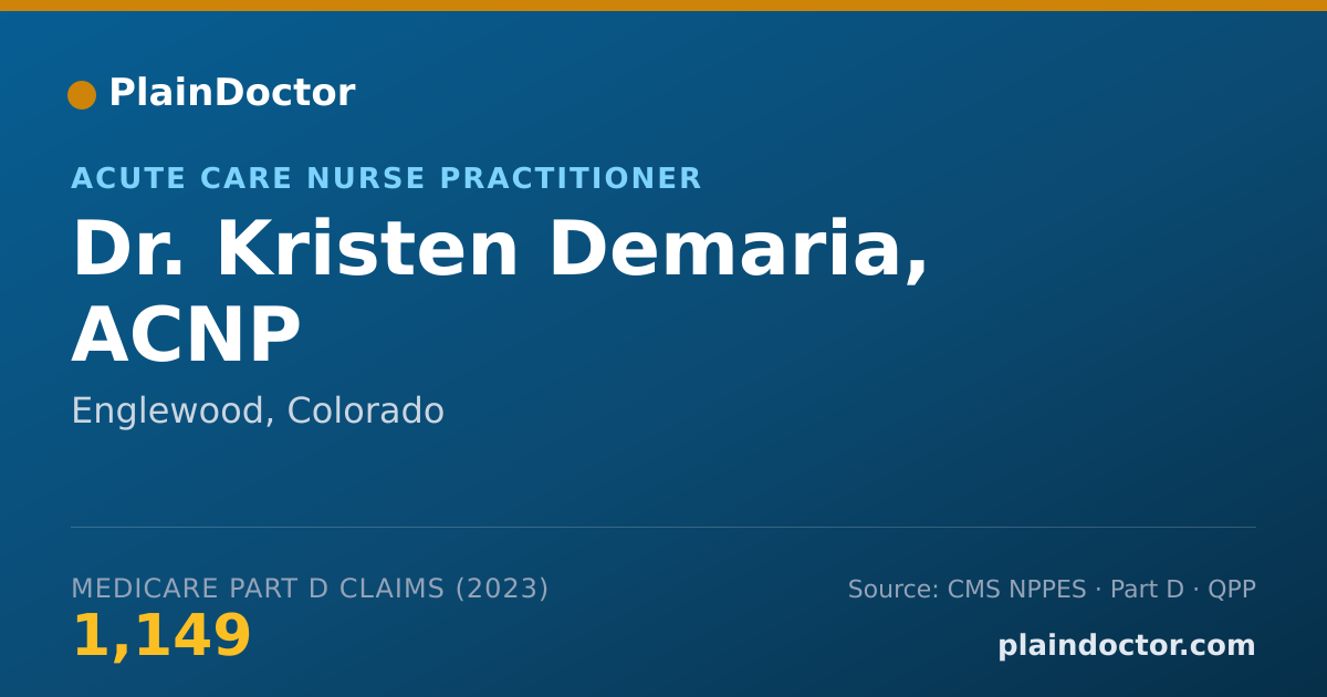Shareable card for Kristen Demaria, ACNP - Acute Care Nurse Practitioner, Englewood, CO