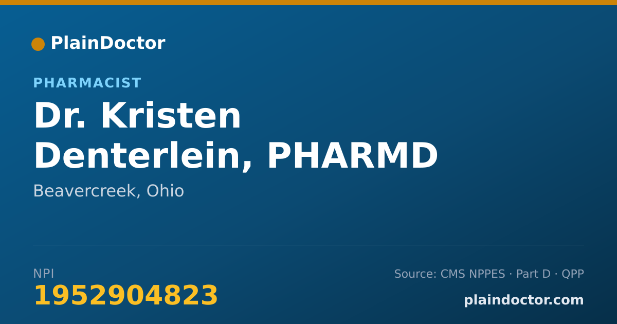 Shareable card for Kristen Denterlein, PHARMD - Pharmacist, Beavercreek, OH