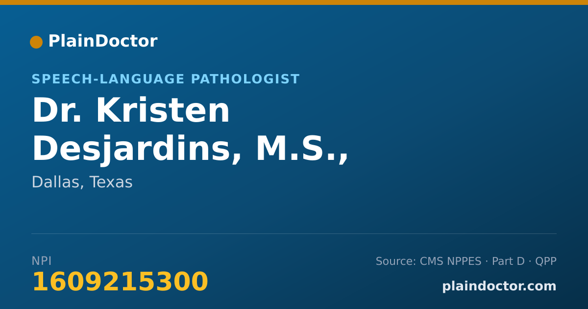 Shareable card for Kristen Desjardins, M.S., CCC-SLP - Speech-Language Pathologist, Dallas, TX
