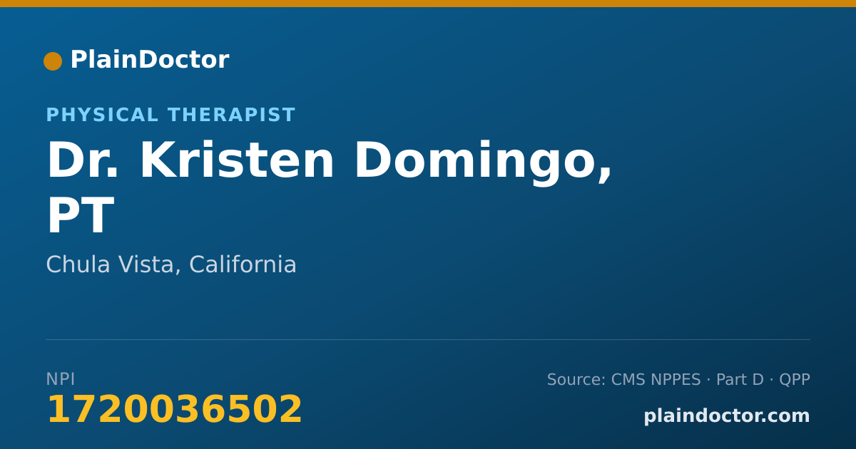 Shareable card for Kristen Domingo, PT - Physical Therapist, Chula Vista, CA