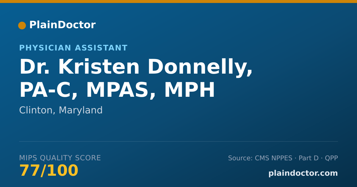 Shareable card for Kristen Donnelly, PA-C, MPAS, MPH - Physician Assistant, Clinton, MD