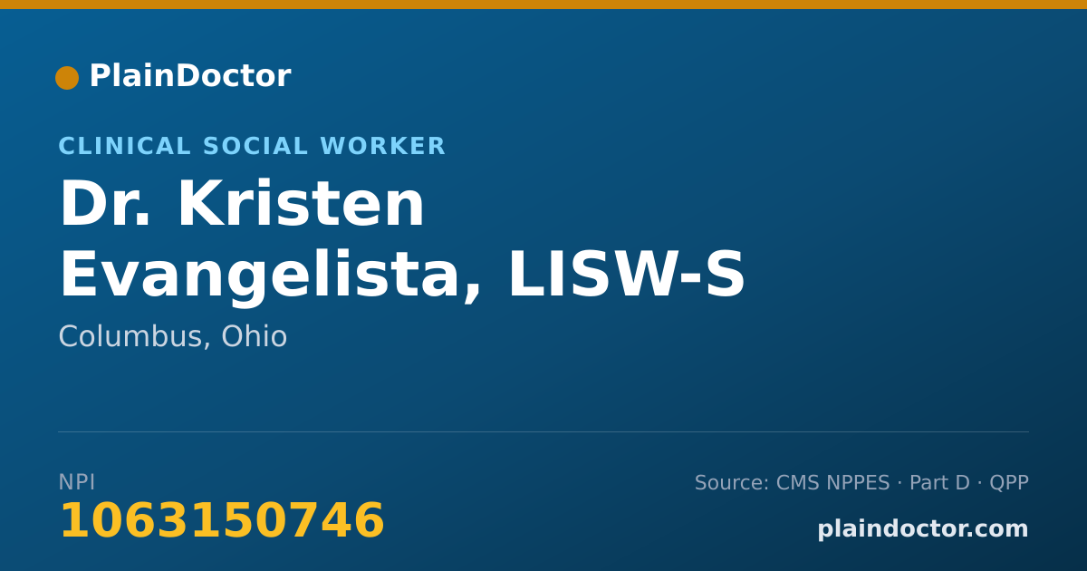 Shareable card for Kristen Evangelista, LISW-S - Clinical Social Worker, Columbus, OH