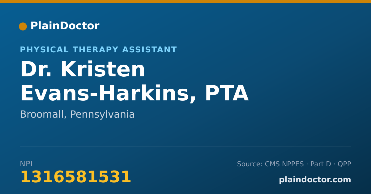 Shareable card for Kristen Evans-Harkins, PTA - Physical Therapy Assistant, Broomall, PA