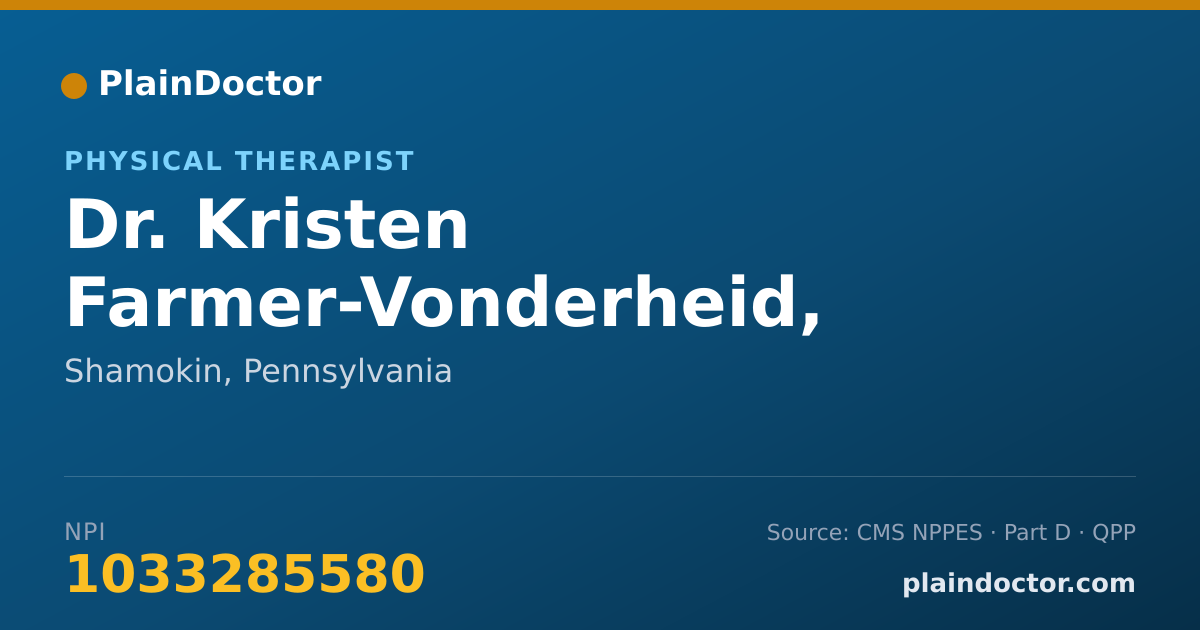 Shareable card for Kristen Farmer-Vonderheid, MSPT - Physical Therapist, Shamokin, PA