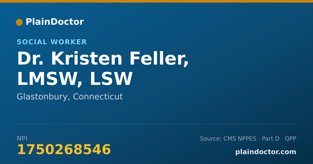 Shareable card for Kristen Feller, LMSW, LSW - Social Worker, Glastonbury, CT