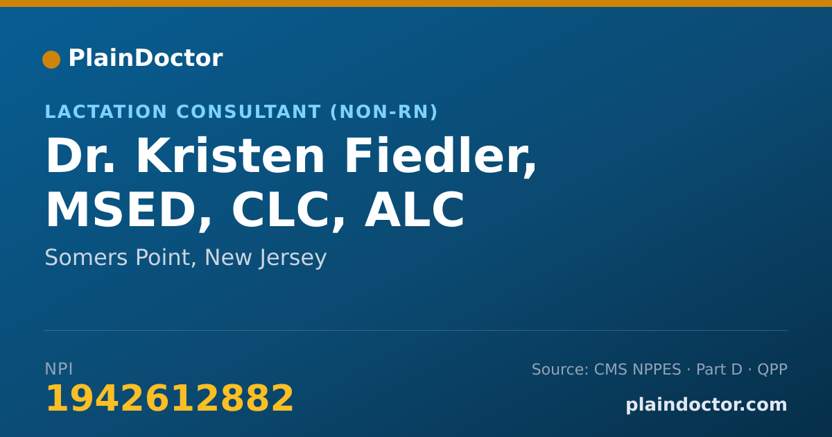 Shareable card for Kristen Fiedler, MSED, CLC, ALC - Lactation Consultant (Non-RN), Somers Point, NJ