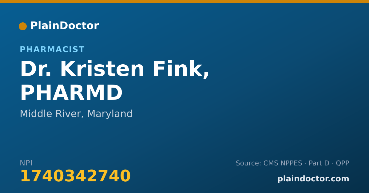 Shareable card for Kristen Fink, PHARMD - Pharmacist, Middle River, MD