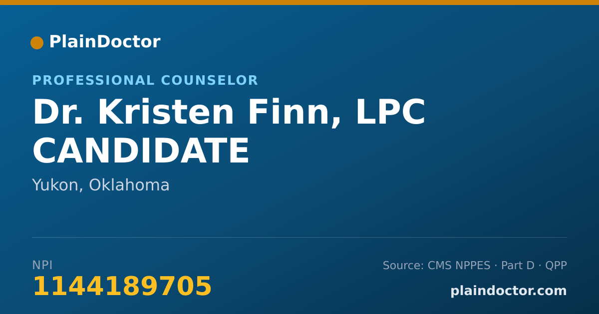 Shareable card for Kristen Finn, LPC CANDIDATE - Professional Counselor, Yukon, OK