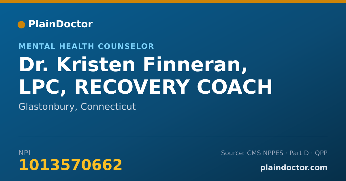 Shareable card for Kristen Finneran, LPC, RECOVERY COACH - Mental Health Counselor, Glastonbury, CT