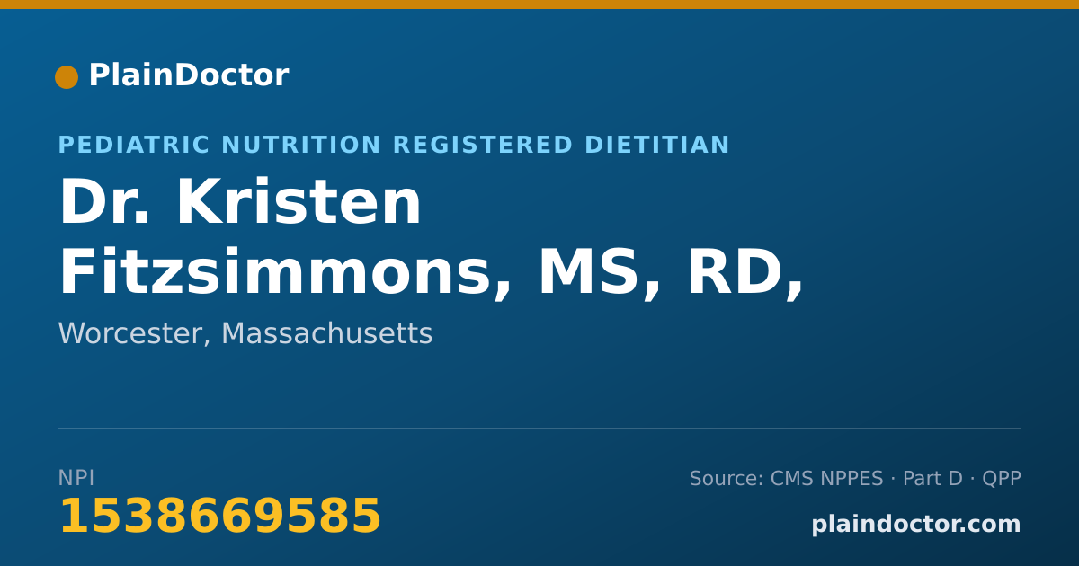 Shareable card for Kristen Fitzsimmons, MS, RD, LDN, CDCES - Pediatric Nutrition Registered Dietitian, Worcester, MA