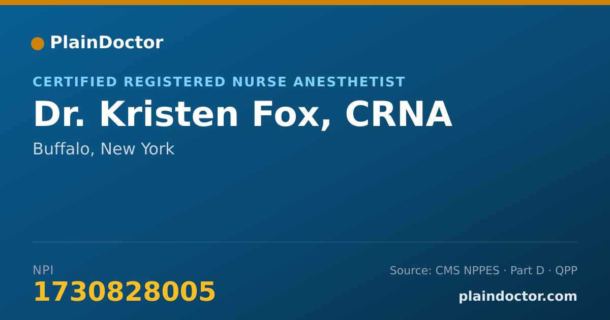 Shareable card for Kristen Fox, CRNA - Certified Registered Nurse Anesthetist, Buffalo, NY