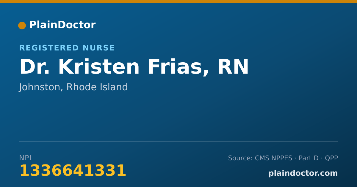 Shareable card for Kristen Frias, RN - Registered Nurse, Johnston, RI